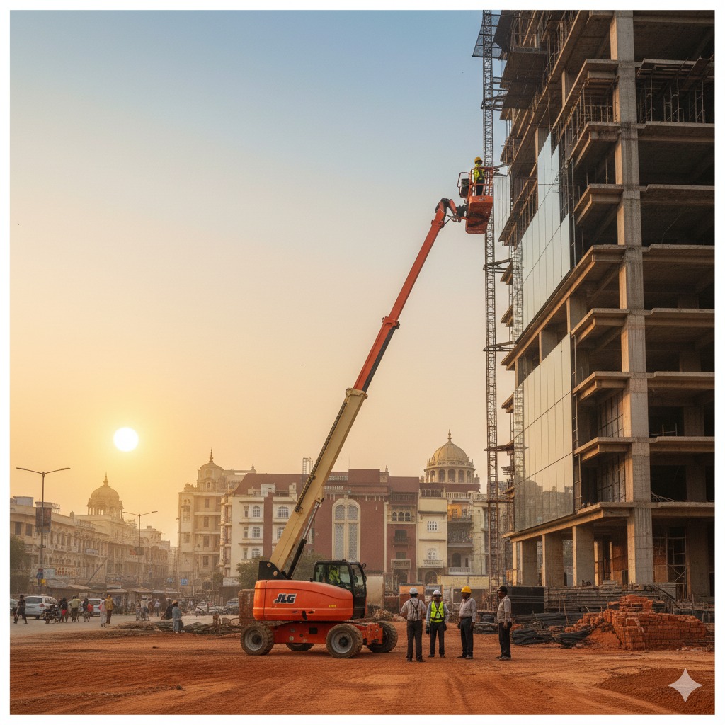 Boom lift working at height